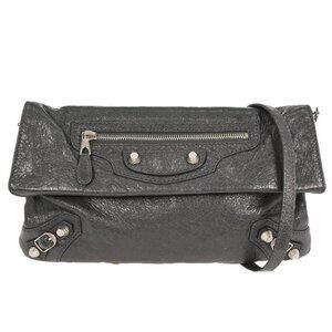 Balenciaga Gray Leather Envelope Shoulder Bag